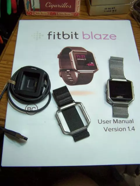 Fitbit Blaze Smart Fitness Watch with charger silver mesh  & Black Band