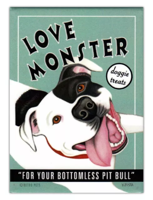 Retro Dogs Refrigerator Magnets - Pit Bull Love Monster Dog Treats - Art