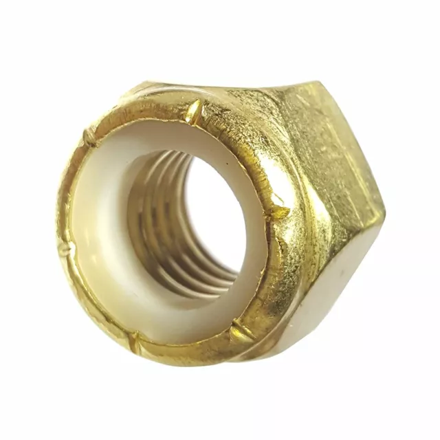 Solid Brass Nylon Inset Hex Lock Nuts Nylock All Sizes Available in Listing