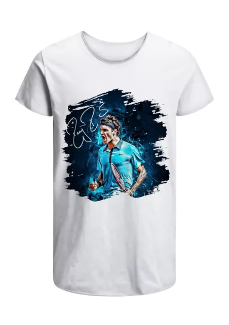 T-Shirt Roger Federer Tennis Uomo Abbigliamento 100%Cotone Taglia da S  a XXL