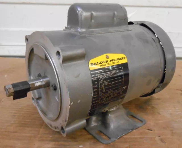 Baldor Industrial Motor, 34L724-5507G1. 0.33 Hp, 1725 Rpm, 115/230 V, 56C Frame