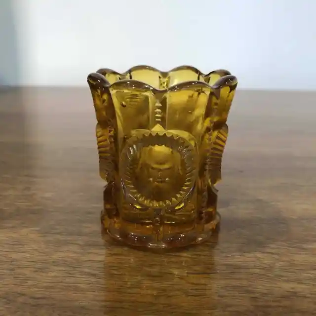 Vintage Fenton Art Glass Amber Glass Paneled Toothpick Holder
