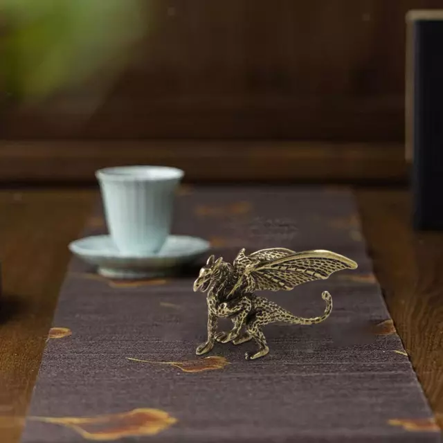 Brass Pterosaur Dragon Ornament Hand Craved for Office Bookshelf Living