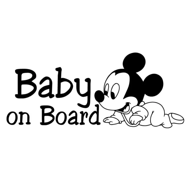 7.5" BABY ON BOARD MICKEY Vinyl Decal Sticker Car Window Disney Babies Safety