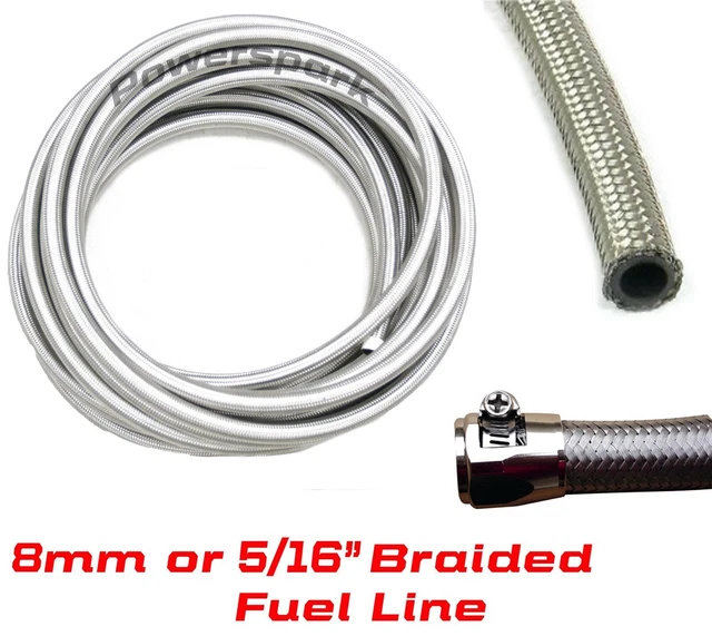 Flexible Carburant Tressé Acier Inoxydable 6AN / AN-6 (3/8") - Longueur De 20 Pieds (~6m) Avec Raccords