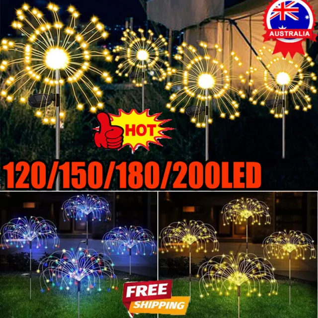 Xmas LED Solar Firework Fairy Lights Waterproof Outdoor Path Garden Decor Lamp