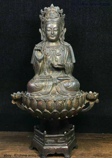 Collect Folk China Tibet Buddhism Temple Bronze Gilt Kwan-Yin Buddha Statue 0708