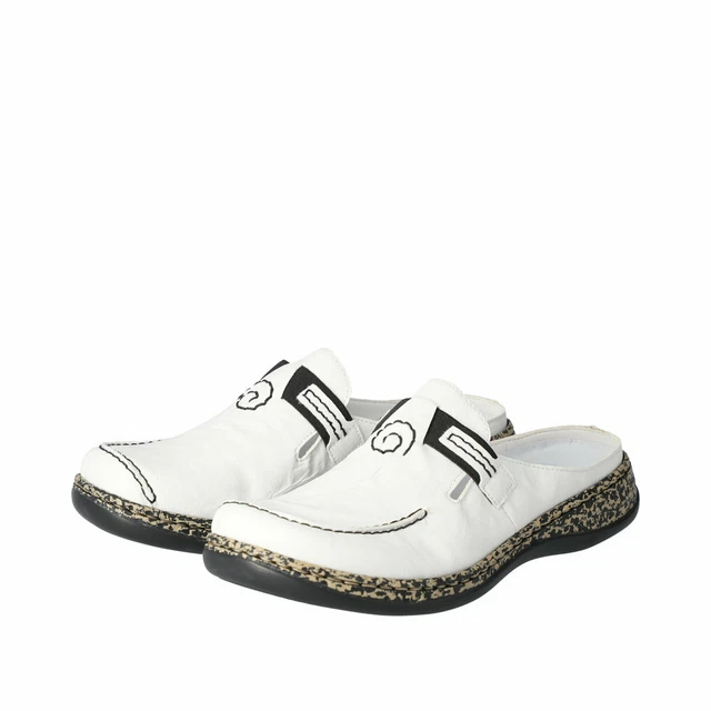 Rieker Sabots Femmes Sabot Mules Chausson Chaussons Blanc 46393 Neuf