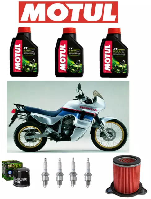 Tagliando Motul 5100 10W40 Filtro Olio Aria Candele HONDA TRANSALP 600 1987-2000