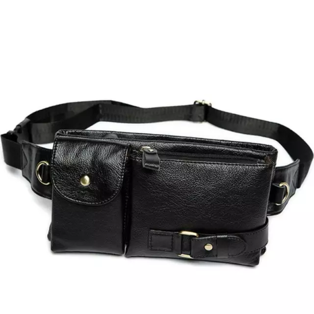 Genuine Leather Men Fanny Pack Waist Bag Shoulder Bags Crossbody Leisure Bag