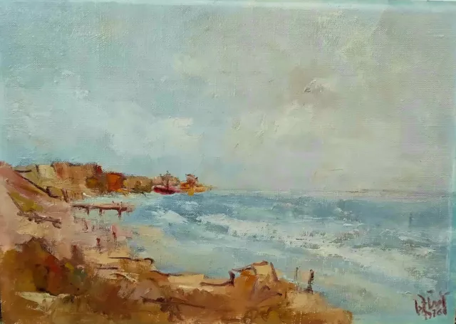 Israel Painting Oil Canvas  Cardboard Tel Aviv  Jaffa  1976