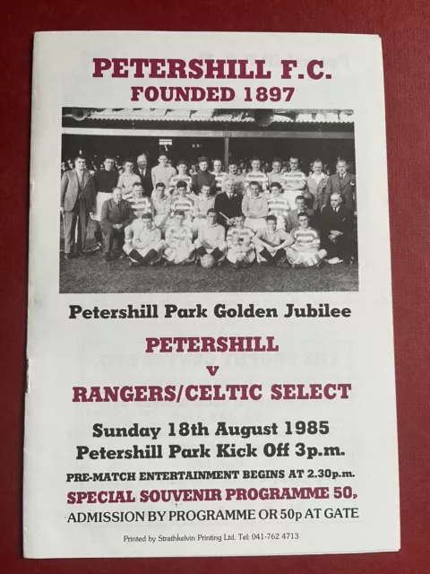 Petershill v Rangers Celtic Select Scottish Football Programme 1985/86