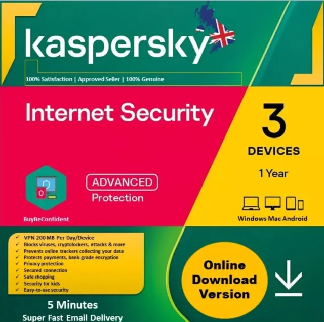 Kaspersky internet Total  Security 2024 3 Device 1 Year EU - UK