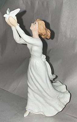 Royal Doulton "Thinking of you" Vintage Lady Figurine In White 1991