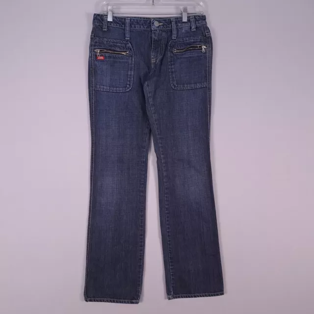 Miss Sixty Jeans Womens 29 Blue Zip Pockets Dark Wash Denim Straight Leg