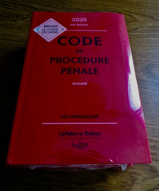 LIVRE CODE ROUGE Dalloz annoté 2025 Procédure pénale neuf sous blister ...