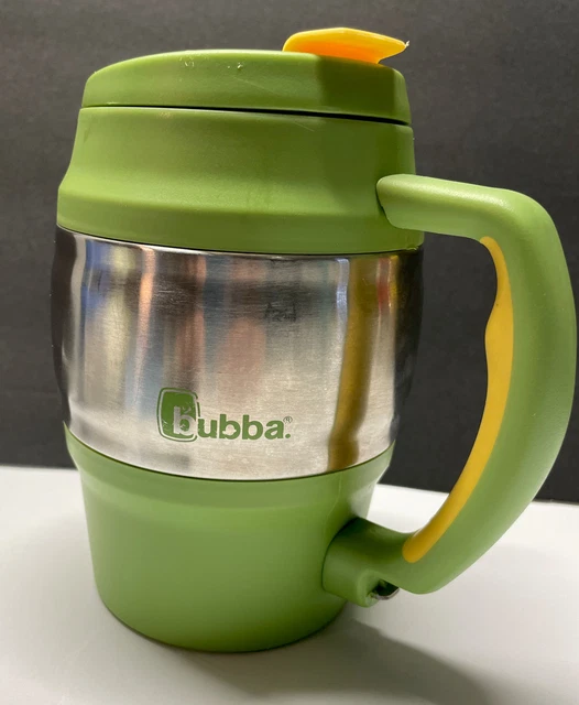 Bubba 20 Oz Travel Insulated Mug w/Handle~Stainless Steel & Green And Yellow