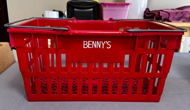 VINTAGE RED BENNY’S Store PLASTIC HAND SHOPPING BASKET 