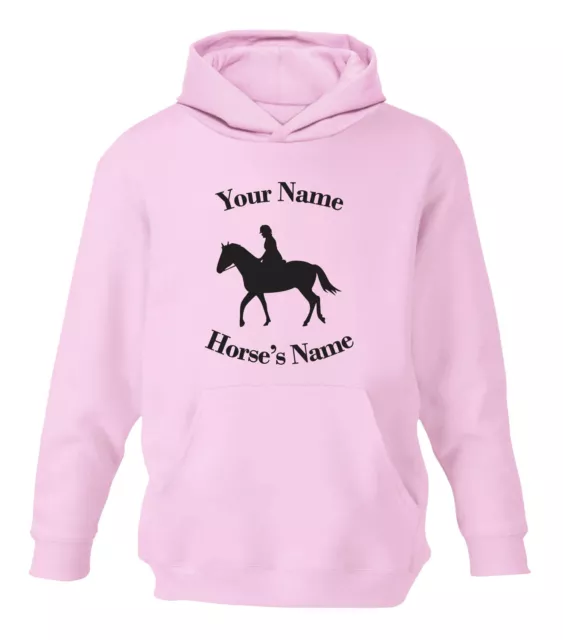 Girls Personalised Horse Riding Hoodie Rider Show Jumping Kids Hoody Gift 2