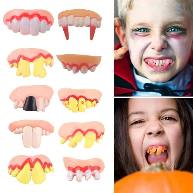 Costume Denti Falsi Halloween Trucco Giocattolo Falsa Decorazione Divertente Regno Unito Denti Nuovi U2Q7