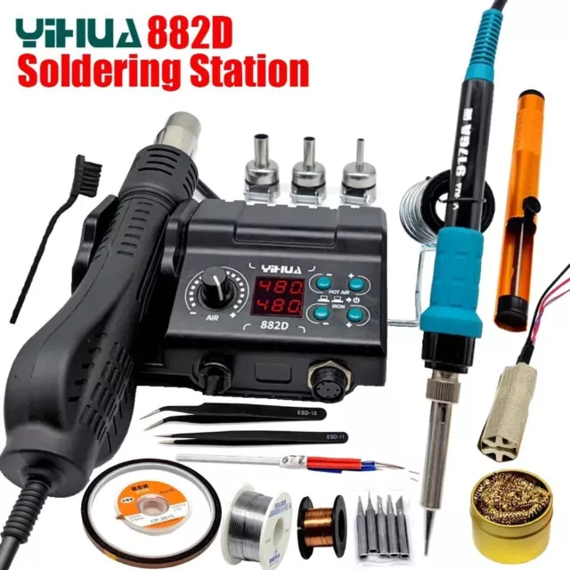 YIHUA 882D  2in1 BGA Rework Soldering Station SMD PCB Welder Iron Hot Air Gun