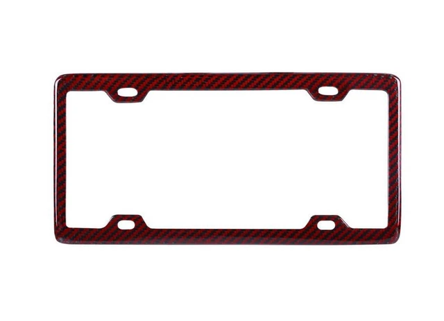 Car License Plate Frame Cover Hood Rear 4 Holes Red Carbon Fiber For Honda