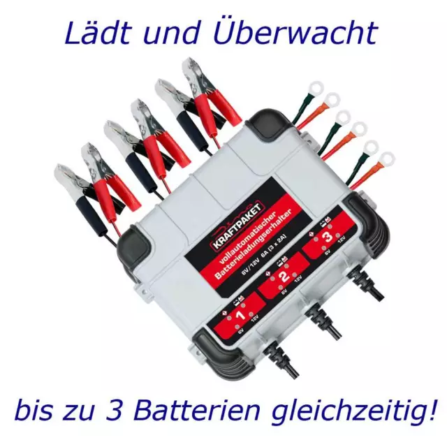 Dino KRAFTPAKET KFZ Ladegerät Batterieladegerät 6/12V 3x 2A Erhaltungsladegerät