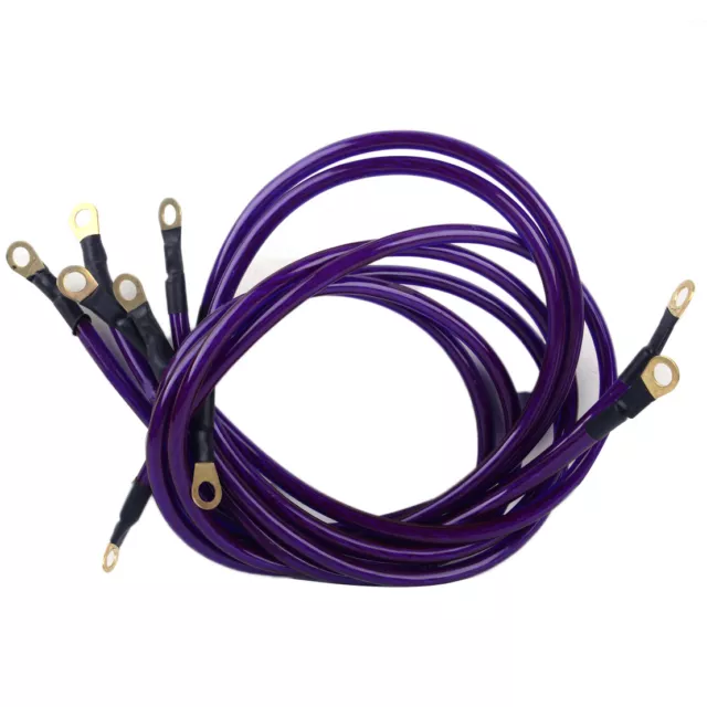 Vehicles Purple 5 Point Car Grounding Earth Wire Performance Cable System Kit tp