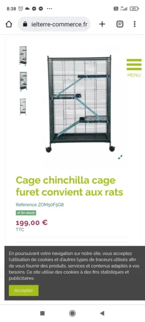 Cage rongeurs, rat, chinchilla, furet, grande sur roulettes.