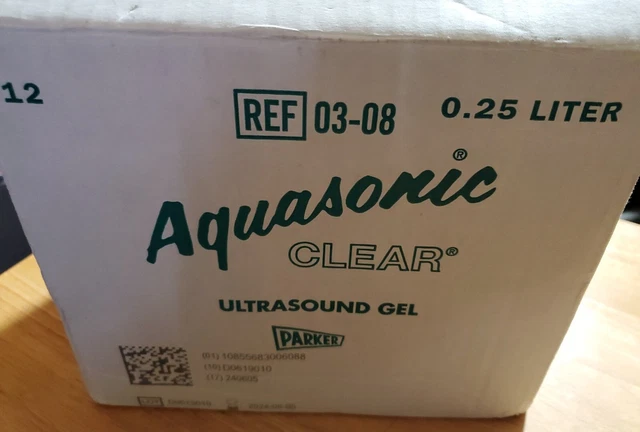 Case of 12 Aquasonic Clear Ultrasound Gel 0.25 liter (8.5 oz) Bottles Exp. 2024