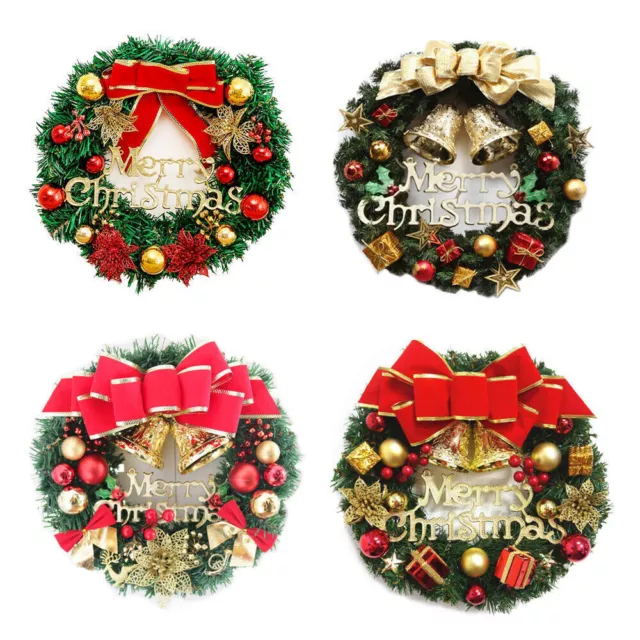 Christmas Creative Artificial PVC Wreath w/Bells holiday Ornament for Home Use
