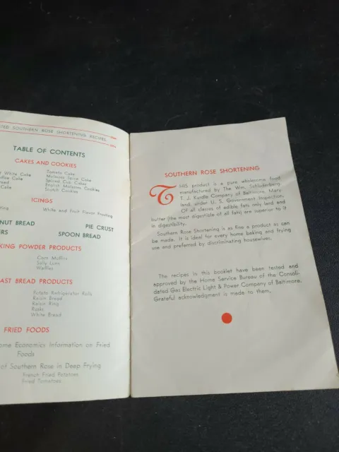 Vntg 1900s Southern Rose Shortening Recipe Booklet Baltimore Md 2
