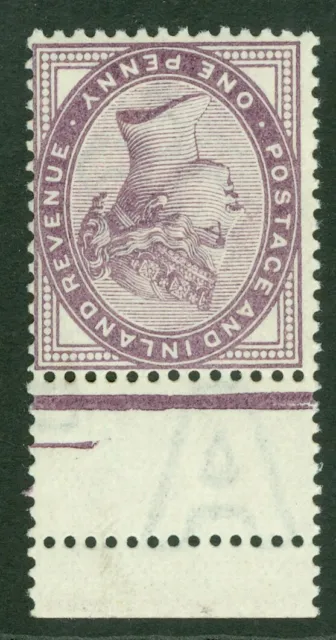 SG 172 1d lilac variety inverted watermark. A pristine unmounted mint marginal..