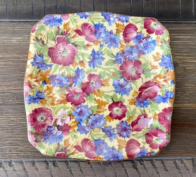 Royal Winton Grimwades Chintz “Royalty” Square Candy/Trinket Dish, England 4.25”