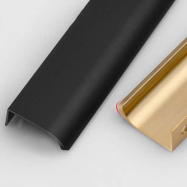 Black/Gold Finger Edge Pull Kitchen Cabinet Door Handle Bar Back Mount Drawer