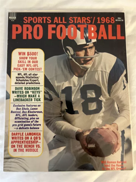 1968 Pro Football LOS ANGELES Rams ROMAN GABRIEL AFL NFL Preview LANCE RENTZEL