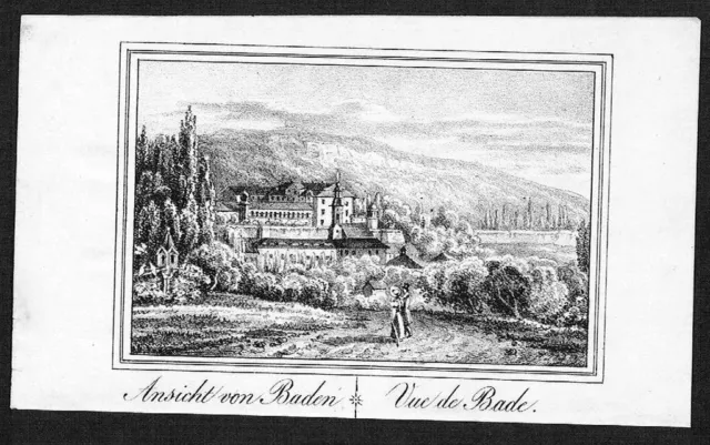 1830 - Baden-Baden Gesamtansicht Original Lithographie lithograph litho