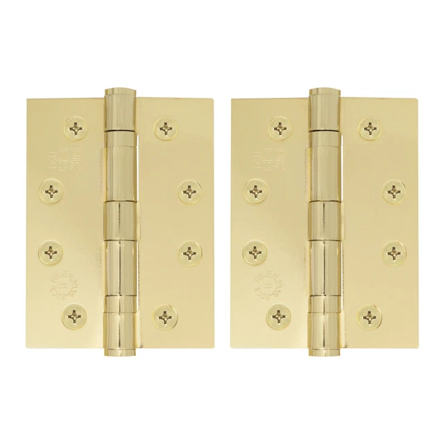 BRASS INTERNAL DOOR Hinges 4 inch 102mm PAIR Ball Race Fire Door