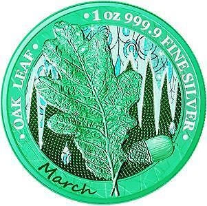 Germania 2019 5 Mark Oak Leaf - 12 Months Series - March 1 Oz silber Münze