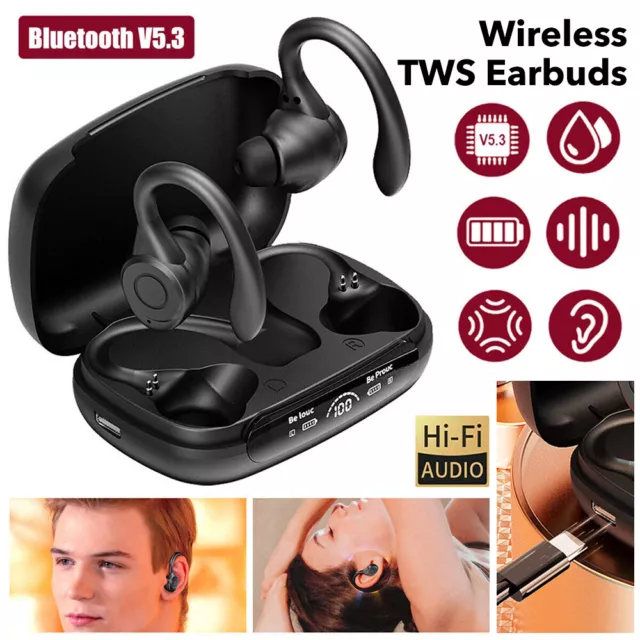 TWS True Wireless Noise Cancelling Earbuds Stereo Bluetooth Headphone Waterproof