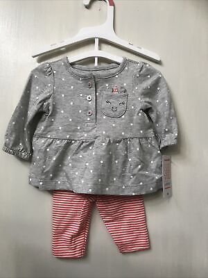 NEWBORN BABY GIRL 2PC Gray Dot TOP & BOTTOM OUTFIT JUST ONE YOU CARTER'S NWT