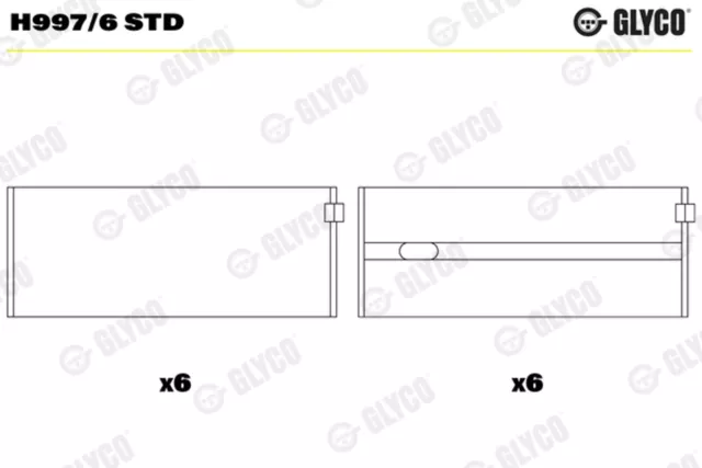 Kurbelwellenlager GLYCO H997/6 STD für SSANGYONG W202 UX100 DAEWOO MULTICAR PUCH