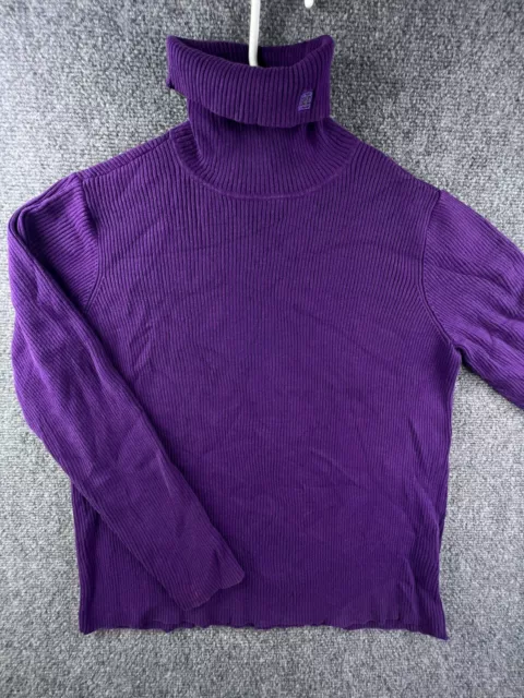 Lauren Ralph Lauren Sweater Women’s Purple Ribbed Knit Large Turtleneck Cotton