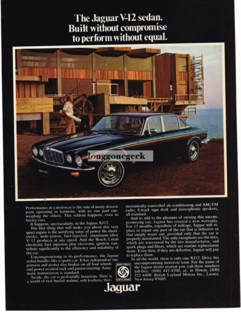 1976 Jaguar XJ12 Black 4-door Sedan Vintage Ad