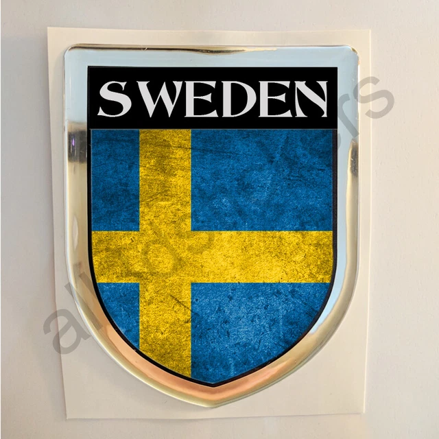Svezia Adesivi Scudetto 3D Bandiera Sporco Resinato Adesivo Vinile Resinati