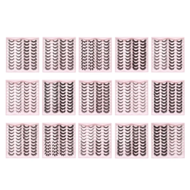 20Pair Cat-Eye Fluffy-Faux Mink Lashes Lashes Long Thick Natural False Eyelashes