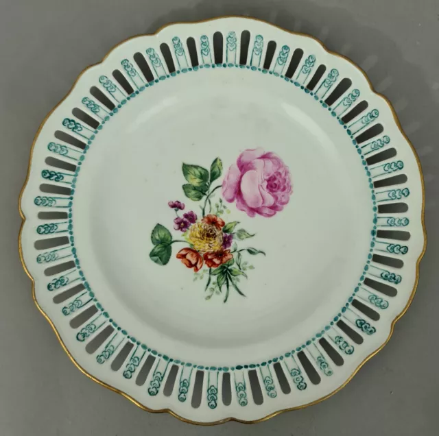 (MT361) Meissen Teller mit Durchbruchrand, Blumen Dekor, Marcolini 1774-1814 3