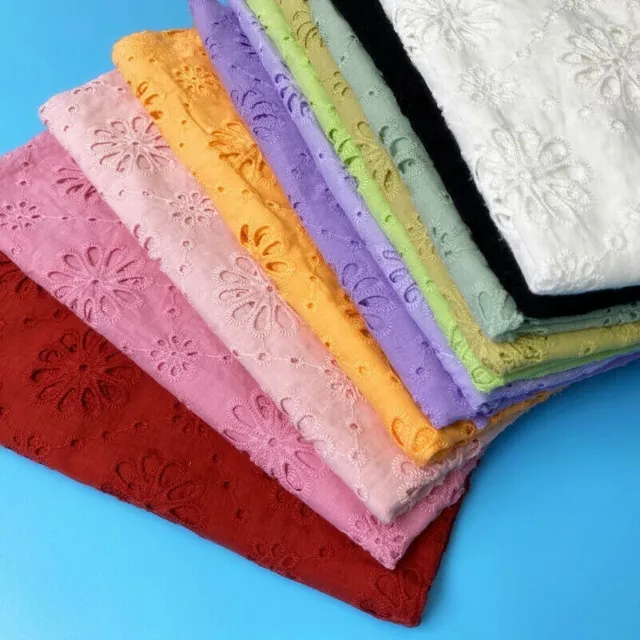 Pure Cotton Cloth Lace Fabric Floral Hollow Out Embroidered Cloth Crafts Sewing