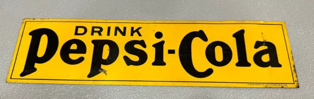 Rare Drink Pepsi - Cola Tin Tacker Sign Soda 3”x12” Circa 1900 Original