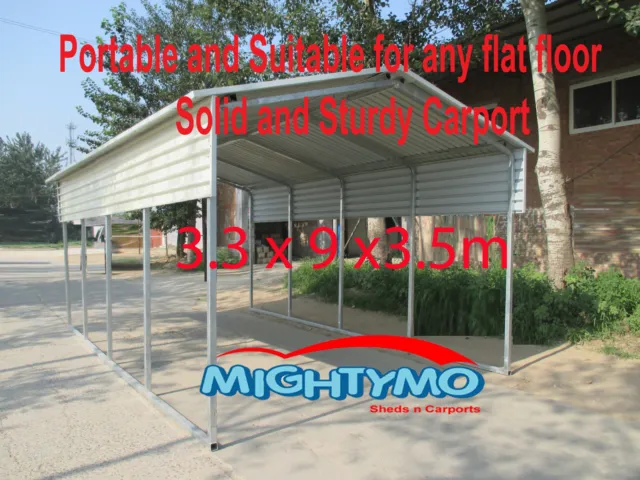 Large Steel Carport Shelter 5.0(W)x9.2(D)x3.5(H)m Double Portable Yard Backyard 3